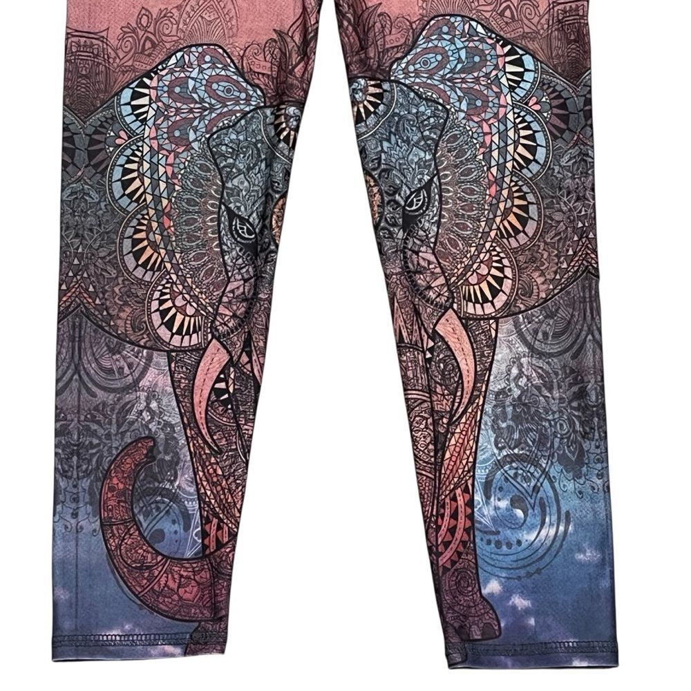 EVCR Elephant Mandala Leggings Sunset Ombre Whimsigoth Chakras Celestial Small - Picture 4 of 13